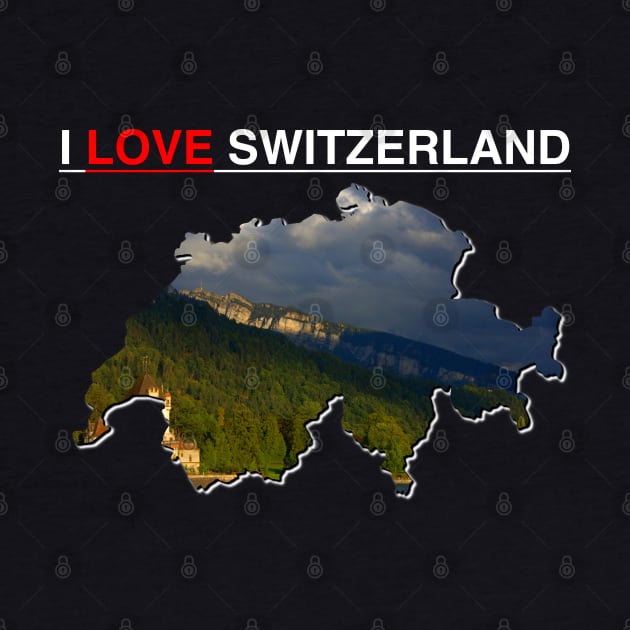 I Love Switzerland Interlaken Lake Castle by PathblazerStudios